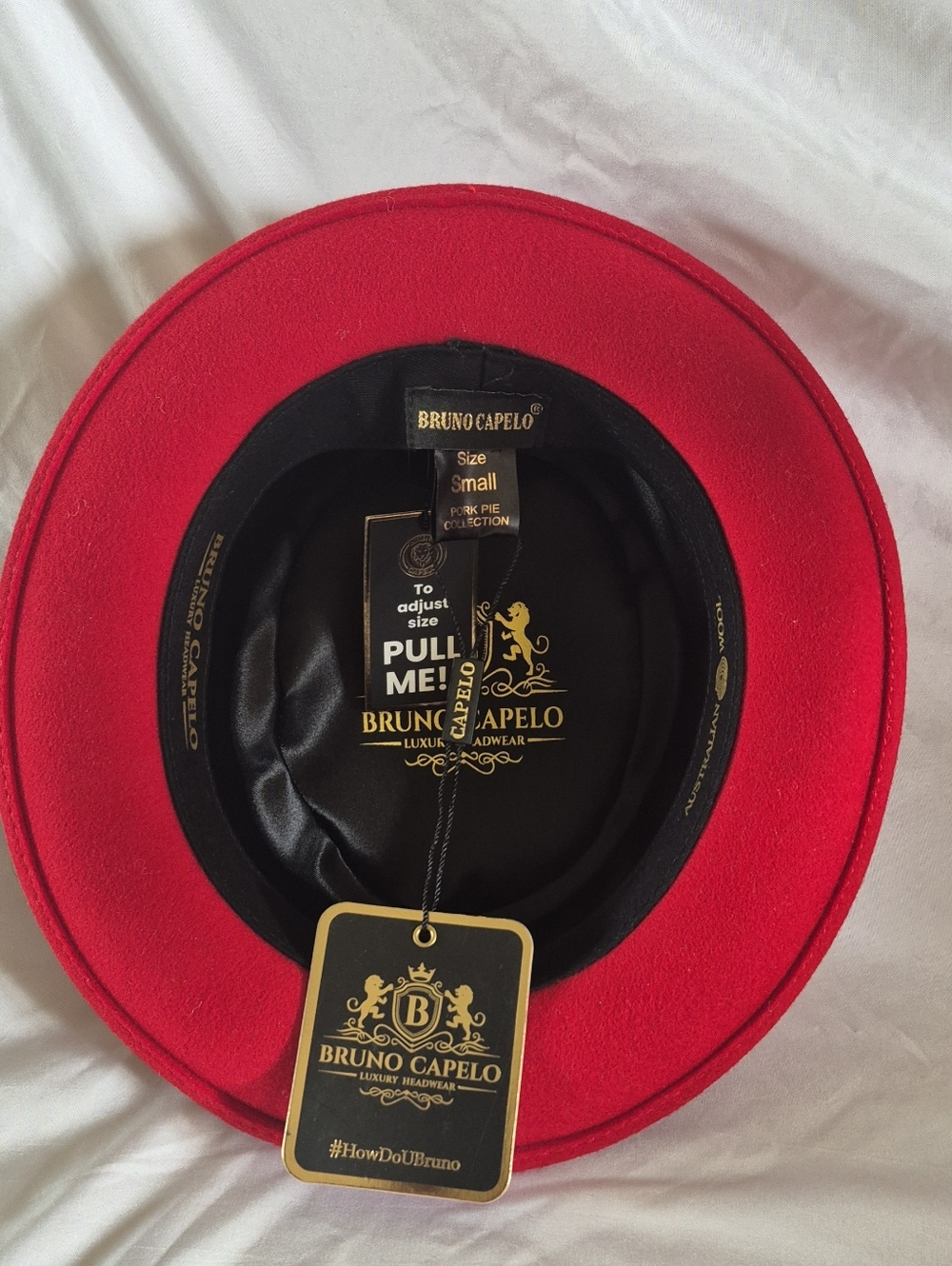 Bruno Capelo Pork Pie Collection Red Wool Hat - NWT - Picture 4 of 4